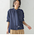 〈手洗い可能〉デニム ライク リボン タイ ブラウス