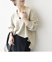 SHIPS any:〈手洗い可能〉サカリバ 深Vネック ルーズ プルオーバー