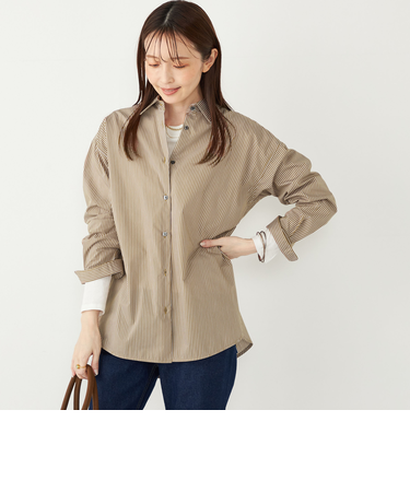 SHIPS Colors:〈手洗い可能〉ストライプ オーバー シャツ