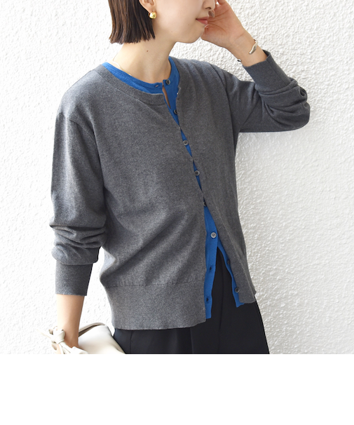 【WEB限定】〈手洗い可能〉レイヤード 2WAY 配色 カーディガン