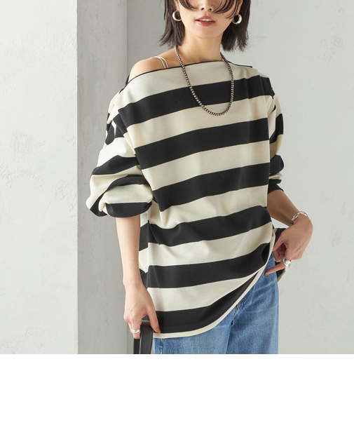 【SHIPS別注】onit:〈洗濯機可能〉ストレッチ ボーダー 3WAY カットソー