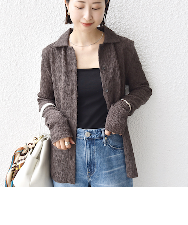 【WEB限定】〈手洗い可能〉ランダムブルーゼ シャツ カーディガン