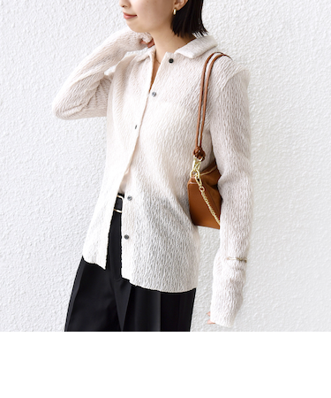 【WEB限定】〈手洗い可能〉ランダムブルーゼ シャツ カーディガン