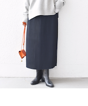 プリーツ ミディ ウエスト ゴム スカート