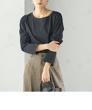 ワイド クルーネック コットン ロング スリーブ TEE