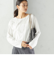 ワイド クルーネック コットン ロング スリーブ TEE