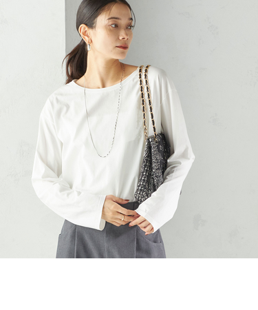 ワイド クルーネック コットン ロング スリーブ TEE