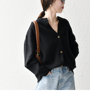 《予約》SHIPS any:〈手洗い可能〉AQUA カシミヤ ミックス スキッパー カーディガン
