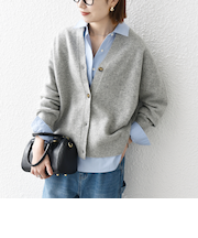 SHIPS any:〈手洗い可能〉AQUA カシミヤ ミックス スキッパー カーディガン