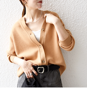 《予約》SHIPS any:〈手洗い可能〉AQUA カシミヤ ミックス スキッパー カーディガン
