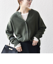 《一部予約》SHIPS any:〈手洗い可能〉AQUA カシミヤ ミックス スキッパー カーディガン
