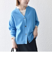 《一部予約》〈手洗い可能〉AQUA カシミヤ ミックス スキッパー カーディガン