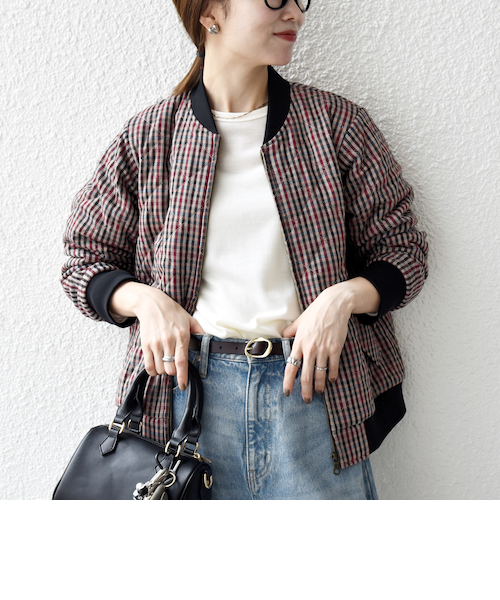 SHIPS any: キルティング チェック バーシティ ブルゾン｜シップスの