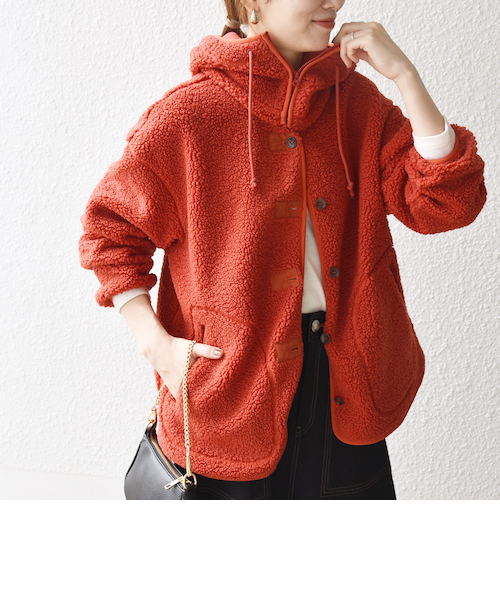 SHIPS any:〈洗濯機可能〉ボア フリース 2WAY フーディー ブルゾン