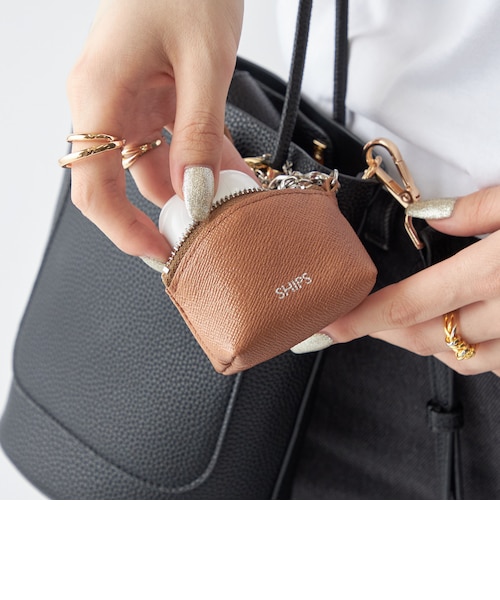 WEB限定】SHIPS:【SAFFIANO LEATHER】ミニ ポーチ バッグ チャーム