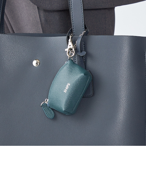 【WEB限定】SHIPS:【SAFFIANO LEATHER】ミニ ポーチ バッグ チャーム