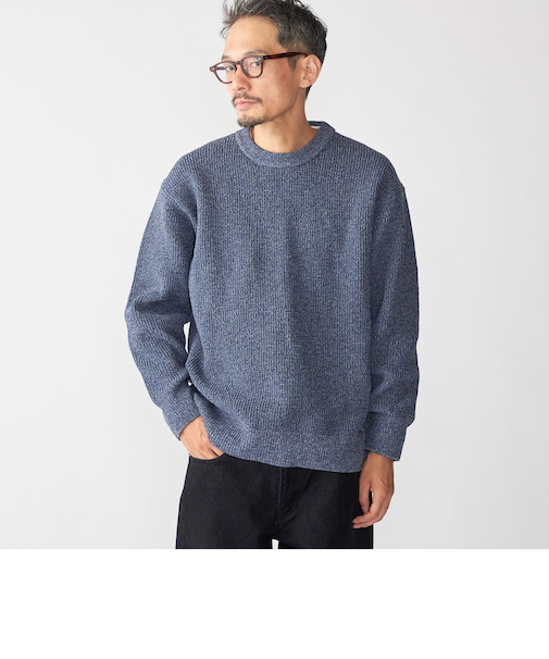 【WEB限定】SHIPS: ビッグシルエット クルーネック レイヤード ニット（ニット+ロンT）