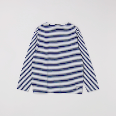 【WEB限定】SHIPS: バスク ボーダー ボートネック ワンポイントワッペン ロングスリーブ Tシャツ