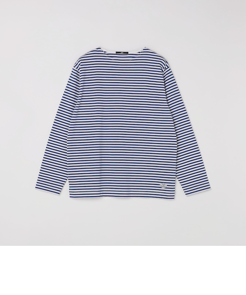【WEB限定】SHIPS: バスク ボーダー ボートネック ワンポイントワッペン ロングスリーブ Tシャツ