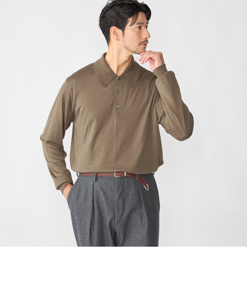 【SHIPS別注】JOHNSMEDLEY: 50th ANNIV ISIS ロングスリーブ ニット ポロシャツ