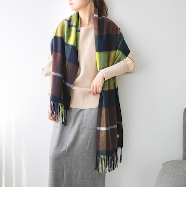 《予約》quaranciel: カシミヤ ミックス チェック ストール 25AW