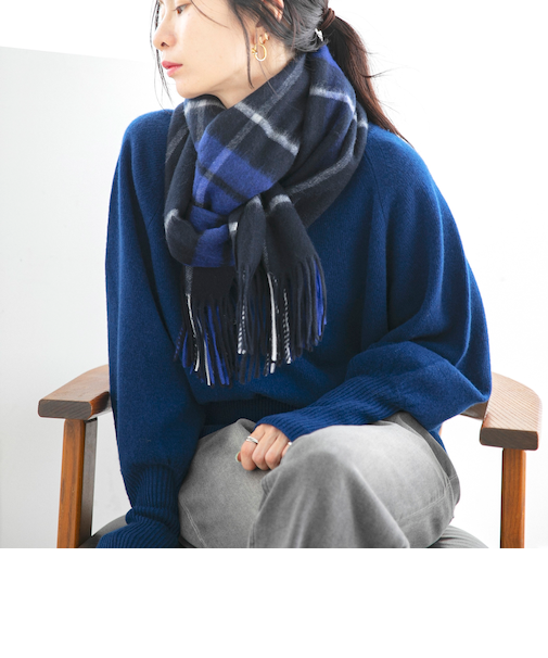 《予約》quaranciel: カシミヤ ミックス チェック ストール 25AW