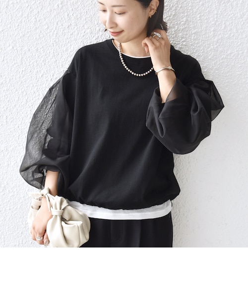 【WEB限定】〈手洗い可能〉シアー コンビ 裾 ドロスト プルオーバー｜シップスの通販｜&mall（アンドモール）三井ショッピングパーク公式通販