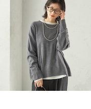 〈手洗い可能〉14G ウォッシャブル クルーネック ニット プルオーバー