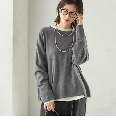 〈手洗い可能〉14G ウォッシャブル クルーネック ニット プルオーバー