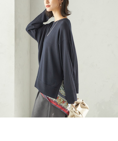 〈手洗い可能〉14G ウォッシャブル クルーネック ニット プルオーバー