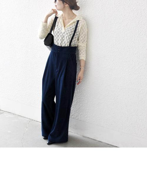 シップス！オシャレ　サスペンダーパンツ SHIPS any:〈手洗い可能〉ネップヤーン サスペンダー パンツ