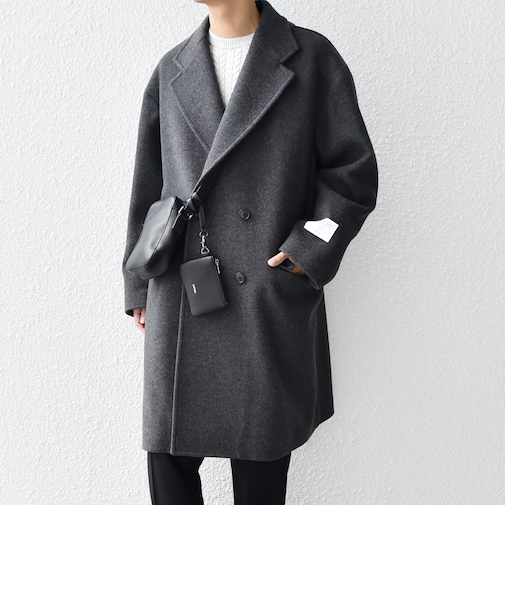 SHIPS any: PURE WOOL MELTON ダブル チェスターコート 25AW◆