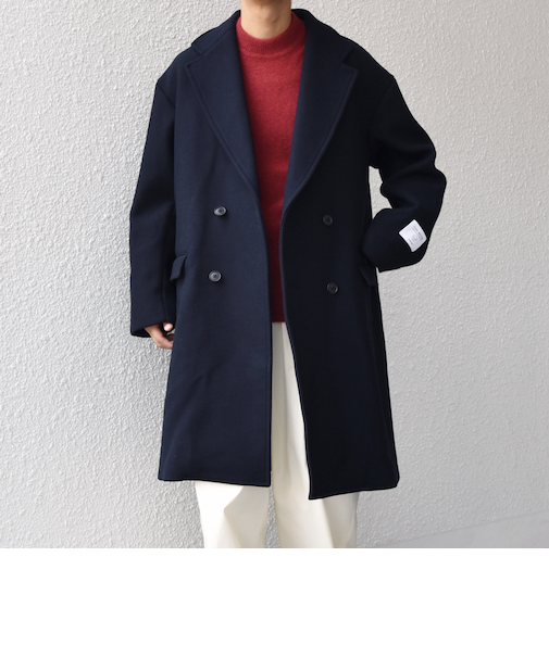 SHIPS any: PURE WOOL MELTON ダブル チェスターコート 25AW◆
