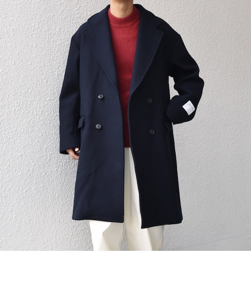 PURE WOOL MELTON ダブル チェスターコート 26AW◆