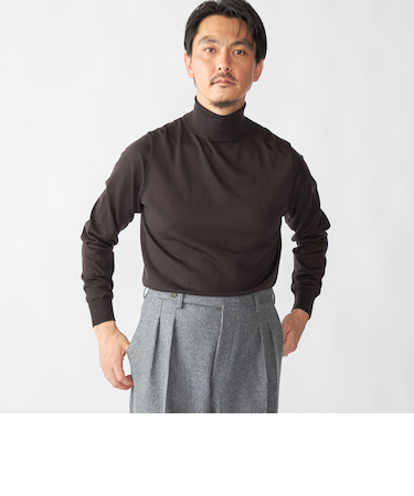 SHIPS:〈手洗い可能〉HANDFRAME 16ゲージ タートルネック プルオーバー ニット
