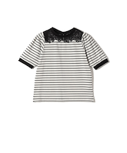 〈手洗い可能〉レース コンビ パフ スリーブ 半袖 Tシャツ