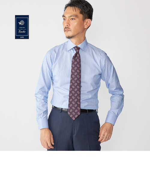 SHIPS:〈FUNCTION〉イージーアイロン オルタネイトストライプ ワイド