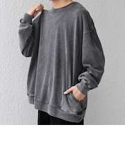 ONEITA: ケミカルウォッシュ サイド ポケット リラックス Tシャツ(ロンT)