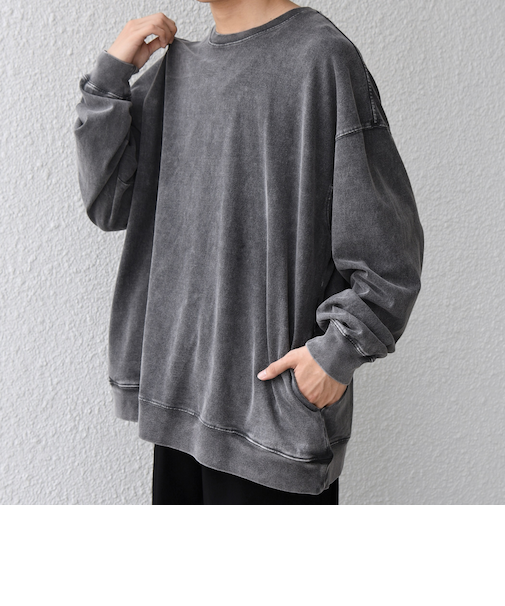 ONEITA: ケミカルウォッシュ サイド ポケット リラックス Tシャツ(ロンT)