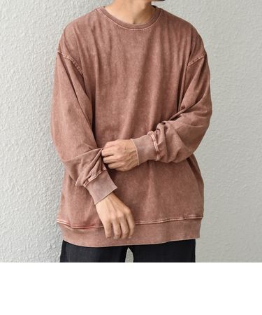 ONEITA: ケミカルウォッシュ サイド ポケット リラックス Tシャツ(ロンT)