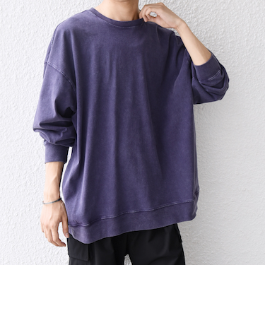 ONEITA: ケミカルウォッシュ サイド ポケット リラックス Tシャツ(ロンT)