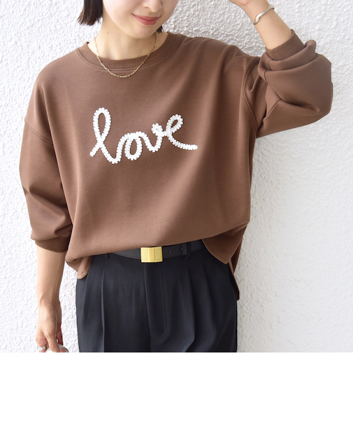 【WEB限定】〈手洗い可能〉ファンシー コード 刺繍 ダンボール カットソー