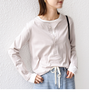 レイヤード ライク ヘンリーネック プルオーバー