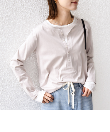 レイヤード ライク ヘンリーネック プルオーバー