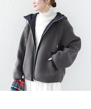 《一部予約》【WEB限定】ボア 配色 フード ブルゾン
