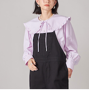 SHIPS NINE CASE:〈手洗い可能〉ビッグ カラー ブラウス