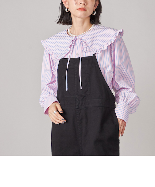 SHIPS NINE CASE:〈手洗い可能〉ビッグ カラー ブラウス