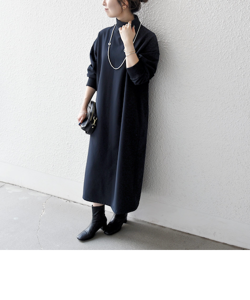 12/10まで値下げ　リブハイネックワンピース　38 SHIPS any:〈洗濯機可能〉裏起毛 リブ ハイネック ワンピース