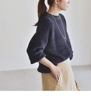 《予約》quaranciel:〈手洗い可能〉フェイクファー クルーネック コンパクト ニット プルオーバー