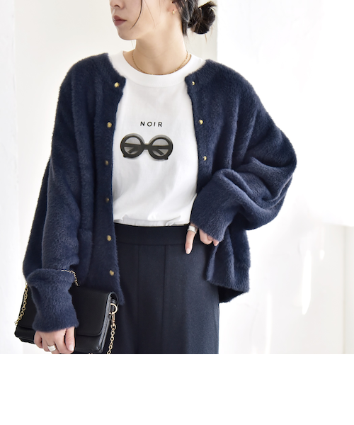 カランシエル（quaranciel）/quaranciel:〈手洗い可能〉ファーライク クルーネック ニット プルオーバー quaranciel:〈手洗い可能〉ファーライク クルーネック スナップ ニット